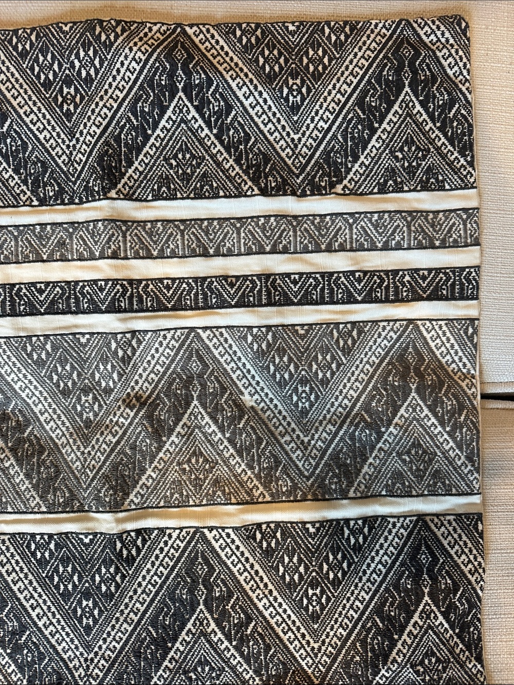 Pottery Barn Black and Cream Geometric Embroidered Decorative Pillow Cover - Picture 3 of 4